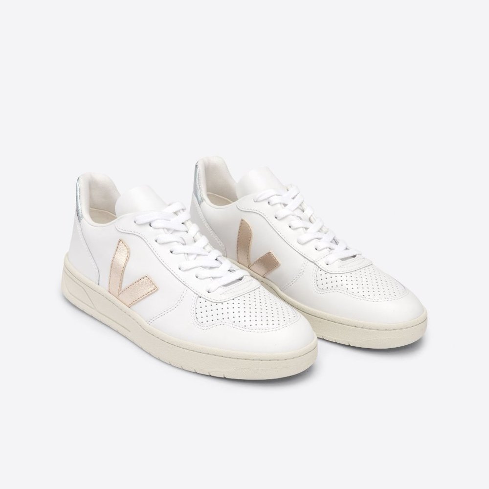 VEJA V-10 CHROMEFREE LEATHER WHITE, Women's, 37 (7)